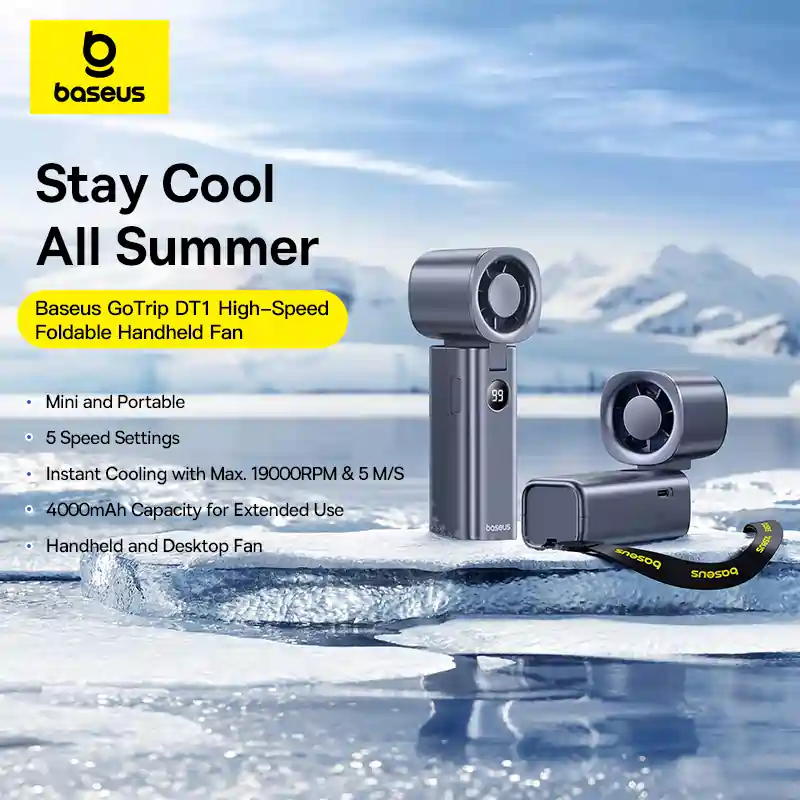 Baseus GoTrip DT1 High-Speed Foldable Handheld Fan - Image 3