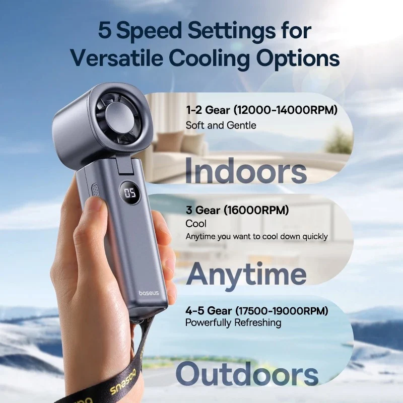 Baseus GoTrip DT1 High-Speed Foldable Handheld Fan - Image 7