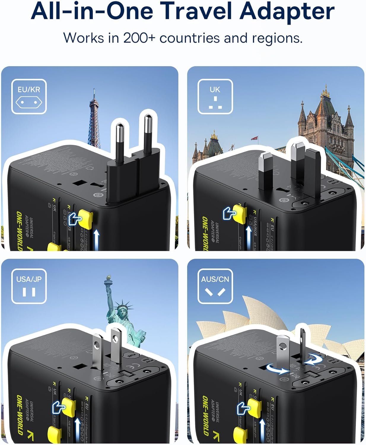 Baseus EnerCore 70W 6-in-1 Universal Travel Adapter - Image 2