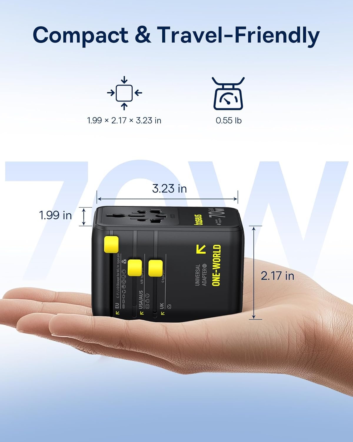 Baseus EnerCore 70W 6-in-1 Universal Travel Adapter - Image 6