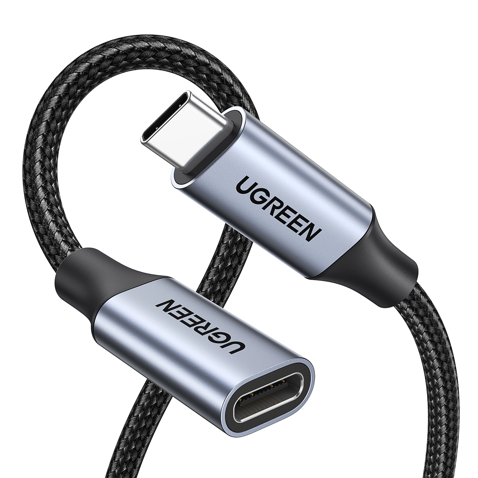 UGREEN Gen 2 Type-C Male to Type-C Female 1 Meter Extension Cable – Space Gray – US372 – 30205