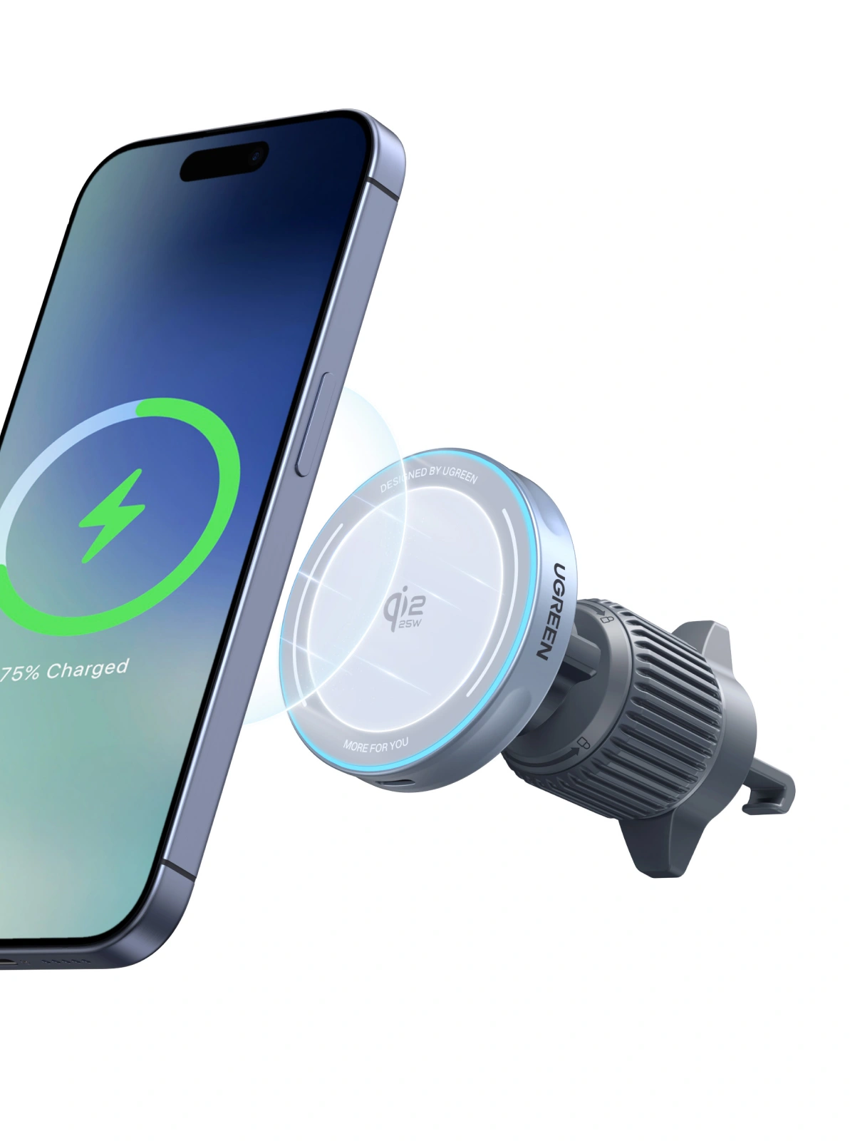 UGREEN Qi2.2 25W MagFlow Magnetic Wireless Car Charger - Image 2