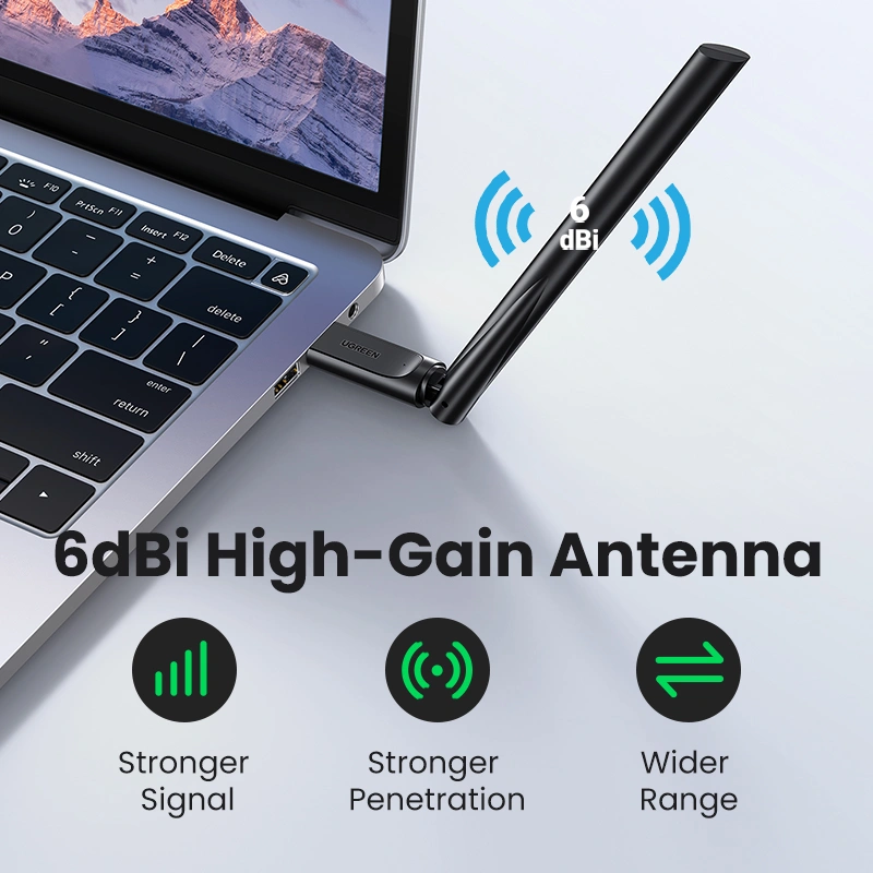 UGREEN AC650 High-Gain Dual Band Wireless USB Wi-Fi Adapter - Image 3
