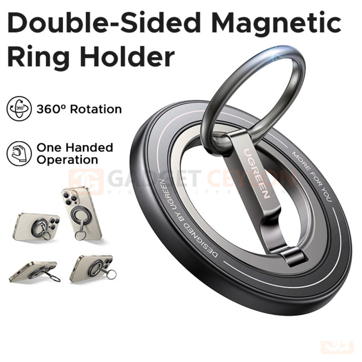 UGREEN Magnetic Phone Ring Holder With Stand - Image 3