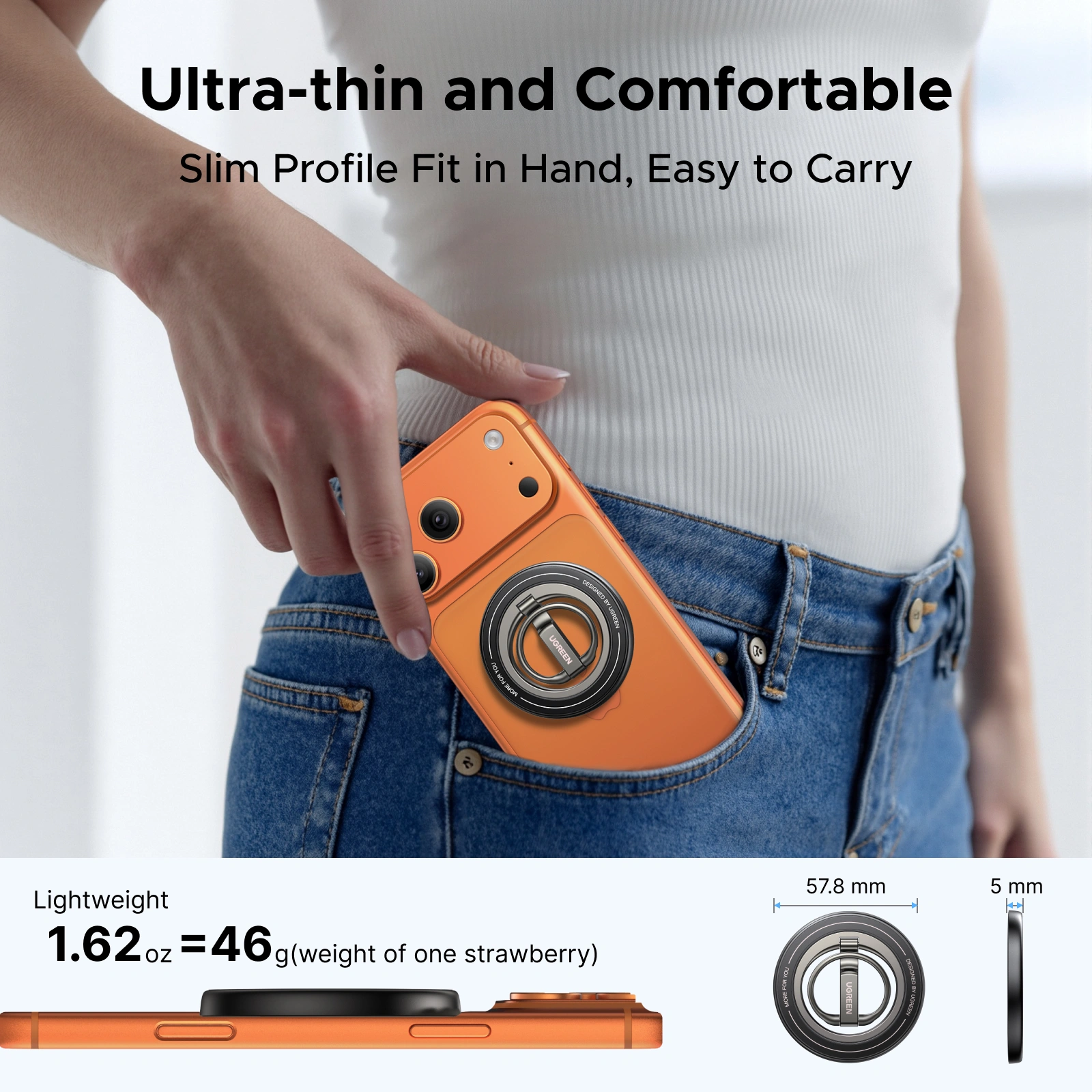 UGREEN Magnetic Phone Ring Holder With Stand - Image 8