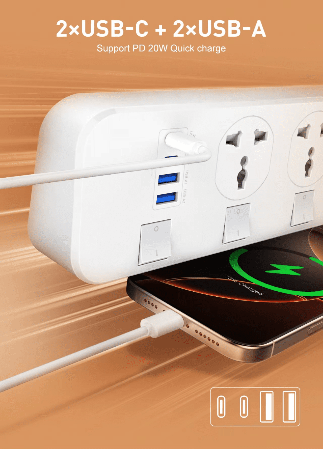 LDNIO 4 AC Universal Power Strip – SC4408C - Image 5