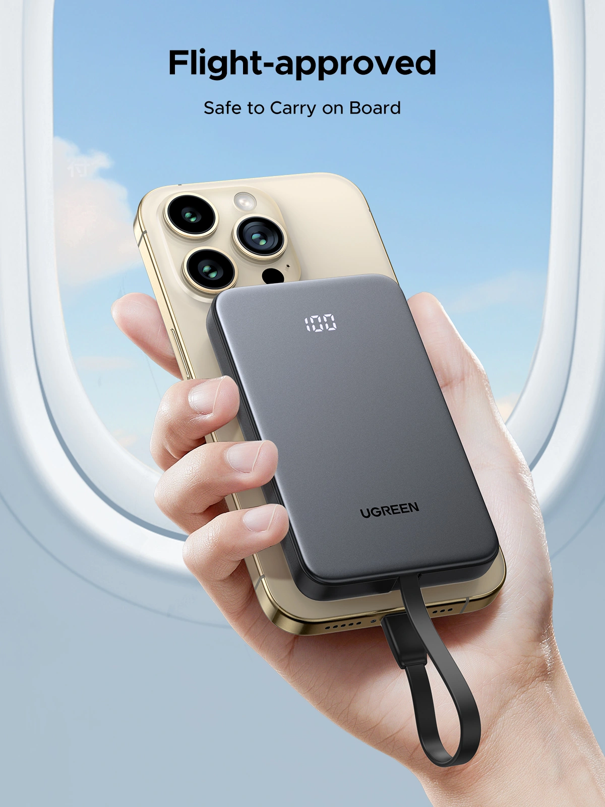 UGREEN 10000mAh 20W Power Bank with Built-in Cable - Image 3