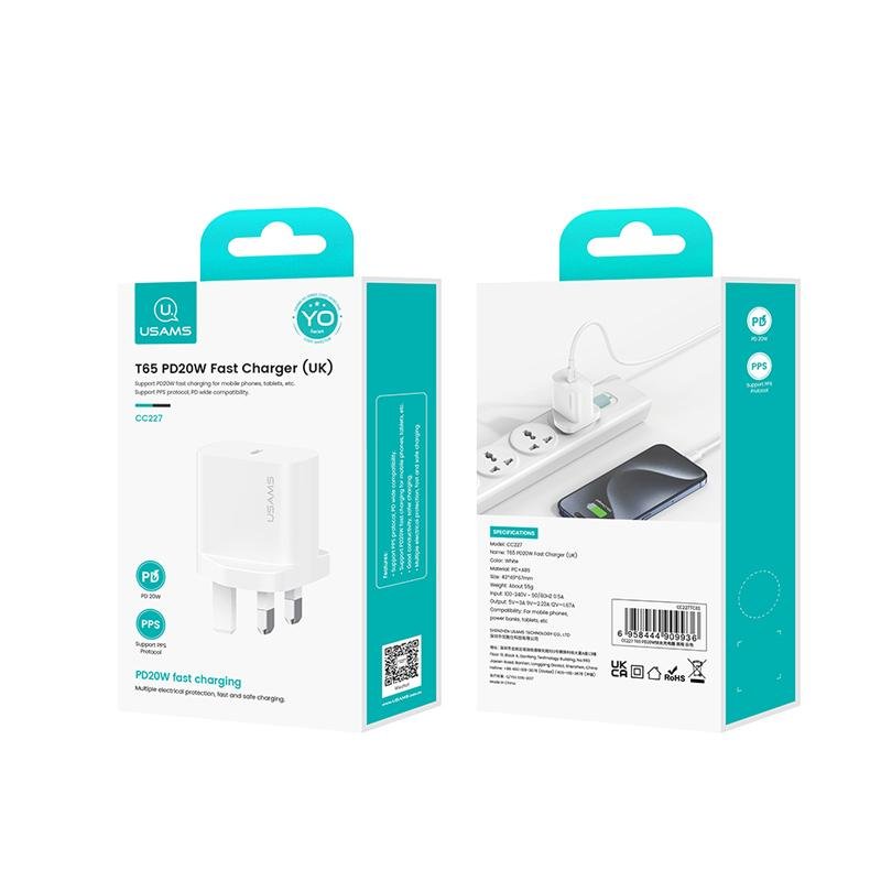 USAMS CC227 T65 PD20W TYPE-C Fast Charger (UK) - Image 12