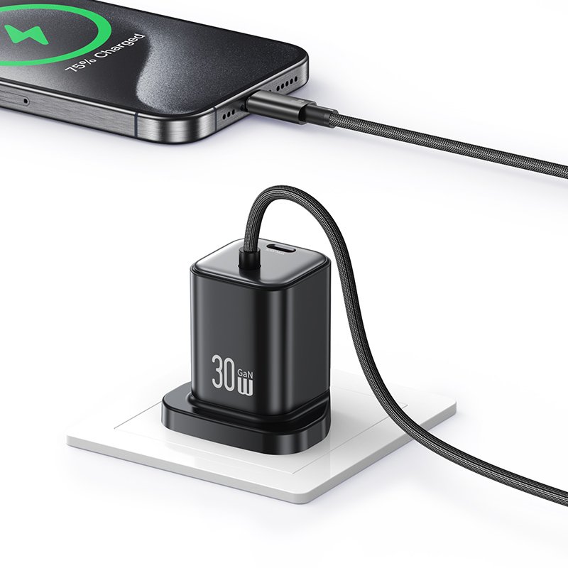 USAMS CC278 30W GaN Mini 2C Dual-port Fast Charger with Type-C Cable - JC Series - Image 2