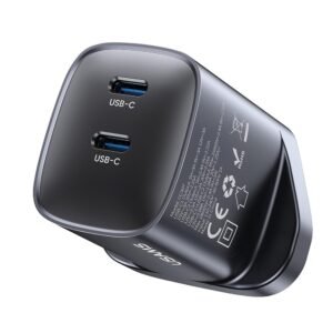 USAMS CC307 T66 45W GaN Fast Charger With Dual C Port (UK)