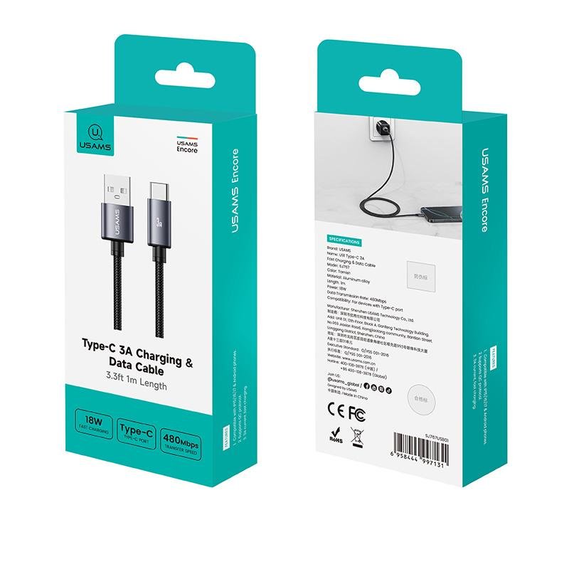 USAMS SJ767 U91 USB-A to Type-C 3A Fast Charging Cable - Image 10