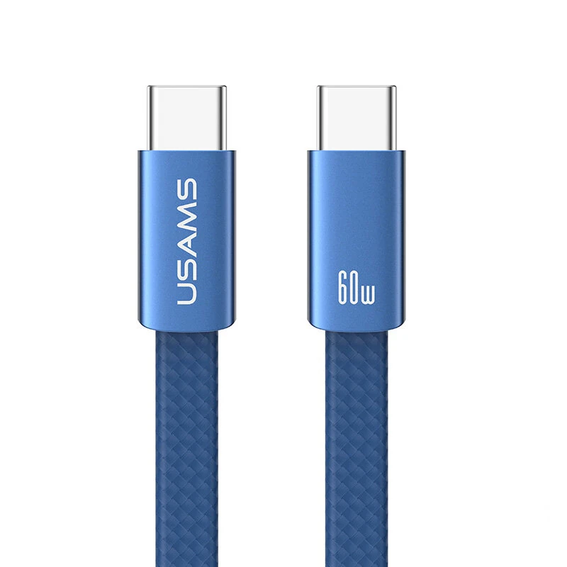 USAMS SJ783 U96 60W Type-C to Type-C Ultra-thin Charging & Data Cable - Blue