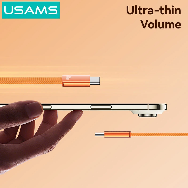 USAMS SJ783 U96 60W Type-C to Type-C Ultra-thin Cable - Blue - Image 4