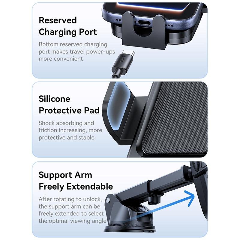 USAMS ZJ091 One-touch Car Center Console Phone Holder - Image 8