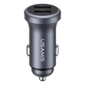 USAMS CC320 2.4A Dual USB Ports Aluminum Alloy Car Charger