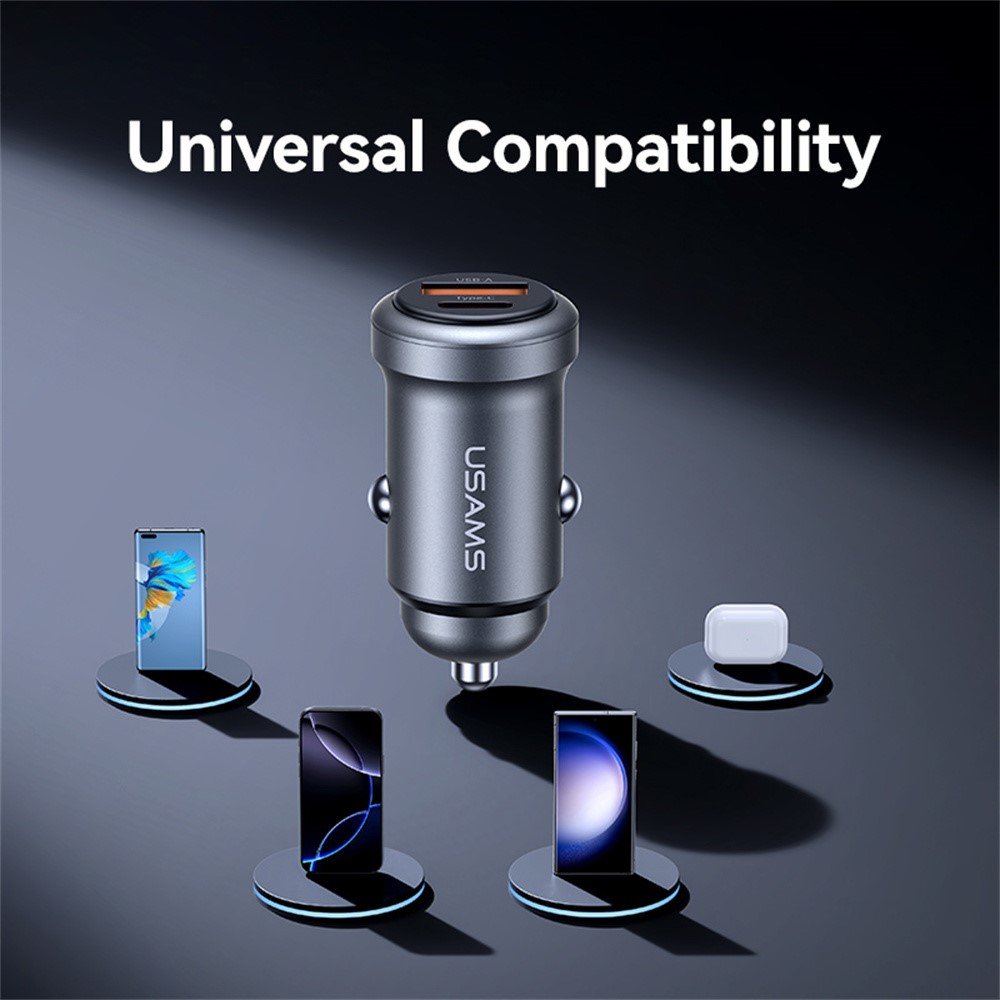 USAMS CC322 30W A+C Ports Aluminum Alloy Car Charger - Image 10