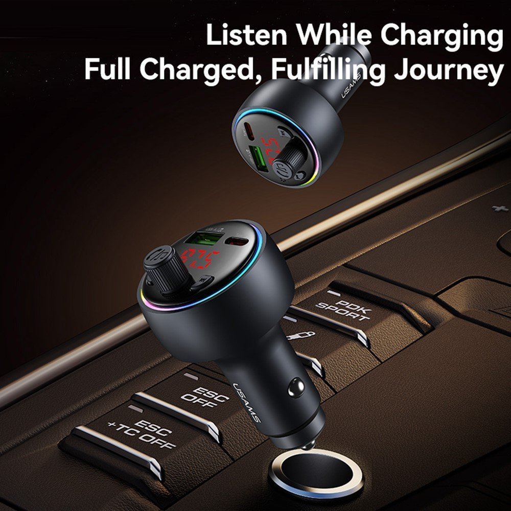 USAMS CC328 30W A+C Digital Display BT FM Car Charger - Image 3