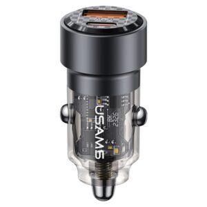 USAMS US-CC208 C39 60W A+C Dual Port Aluminum Transparent Fast Charging Car Charger